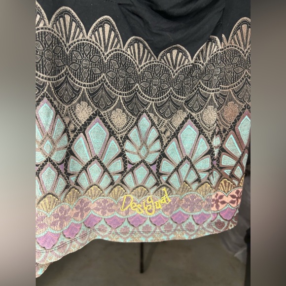 Women’s Desigual Black Multicolor Geometric Viscose Elastane Dress Size Large - Picture 5 of 6